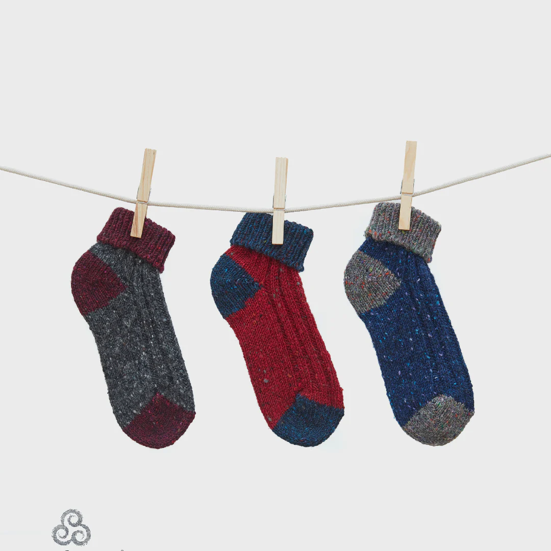 Adults Turn Down Ankle Sock Blue & Grey - Image 3