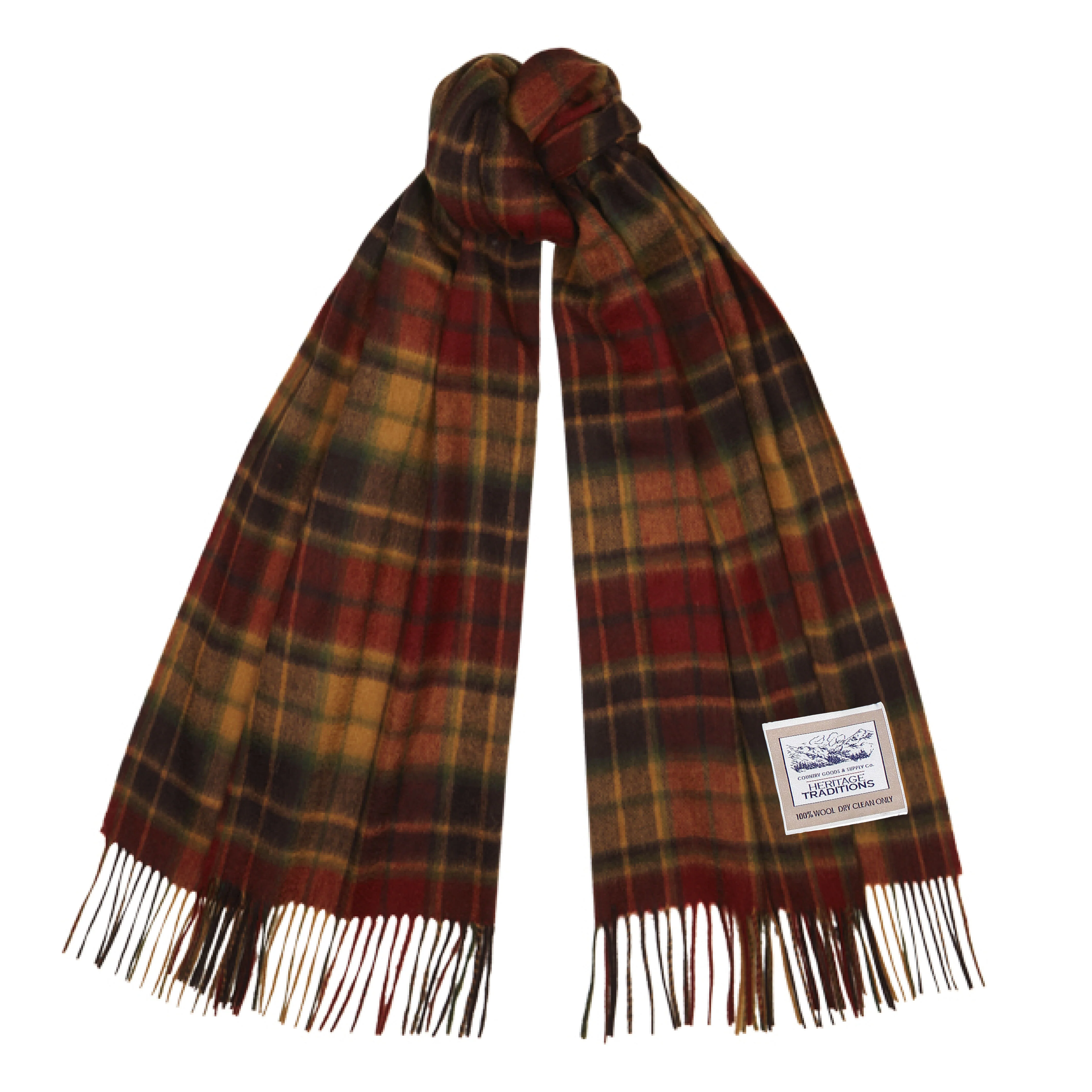 Antique Buchanan Wool Scarf Red & Beige Tartan - Image 4