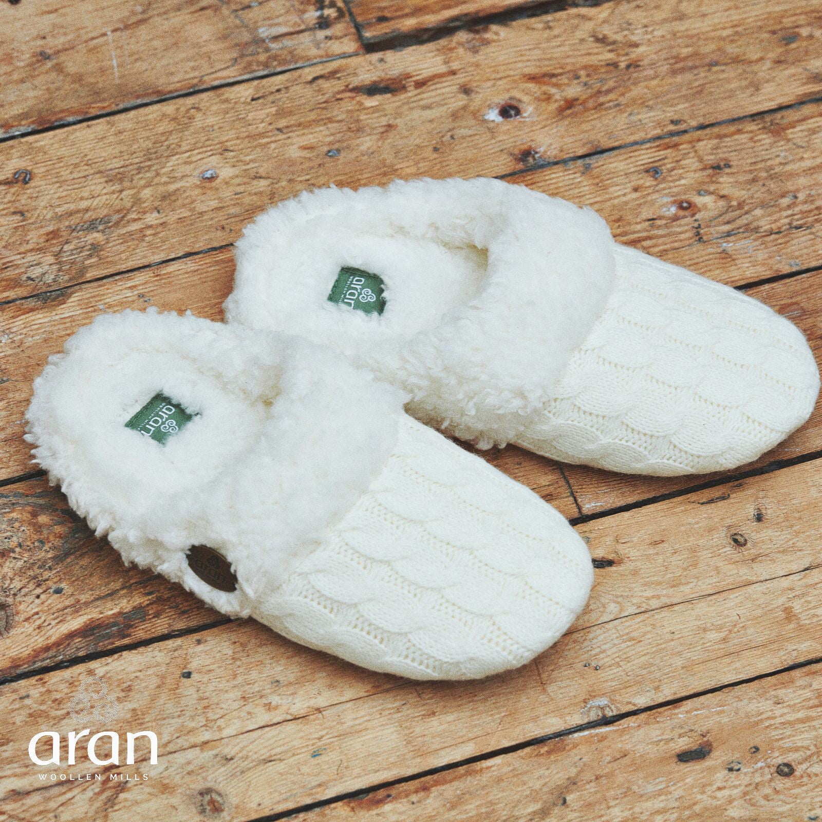 Aran Knitted Slip On Slippers - Image 3