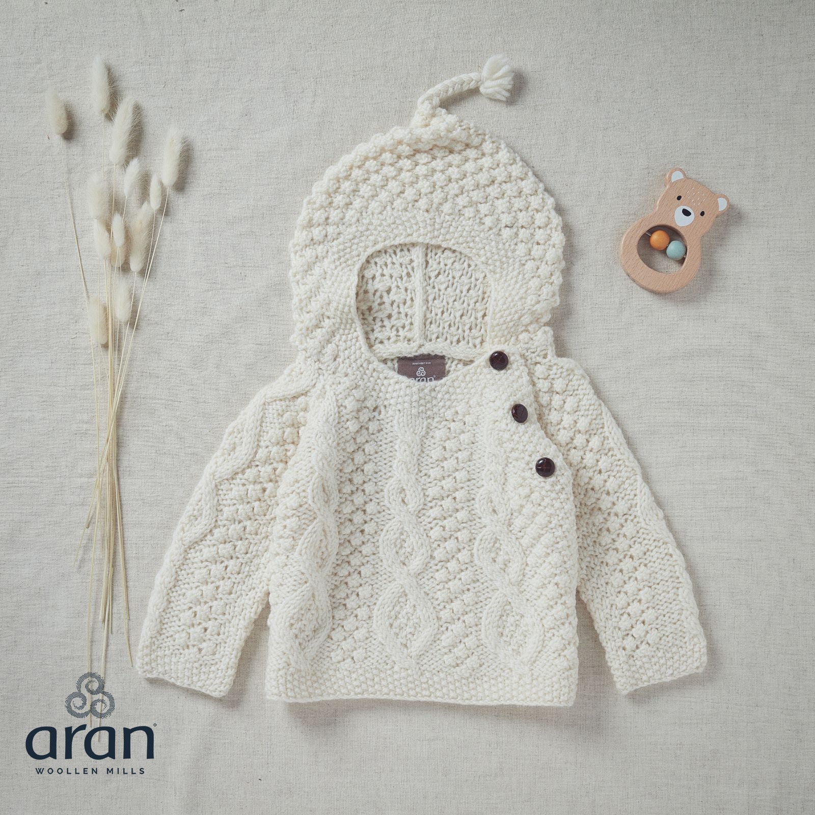 Baby Aran Side-Fastening Hoodie - Image 3