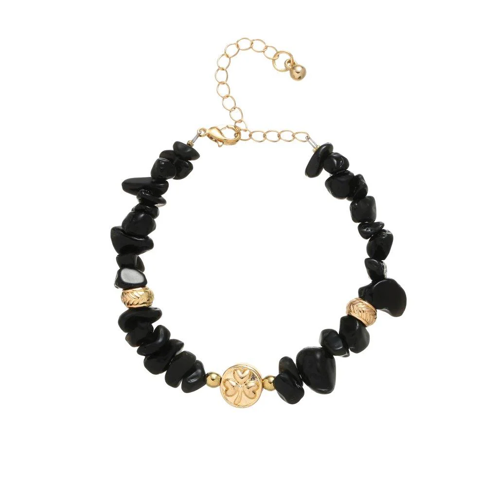 Black Semi-Precious Tourmaline Chip Bracelet
