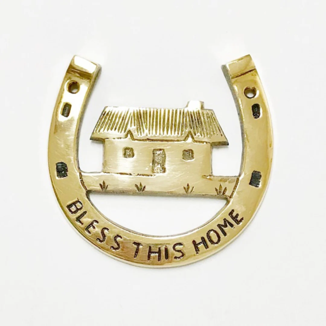 Brass Horseshoe With Cottage Wall Plaque