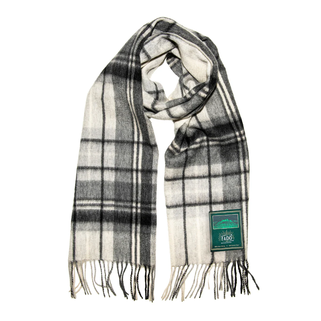 Brushed Wool Black And White Checkered Scarf