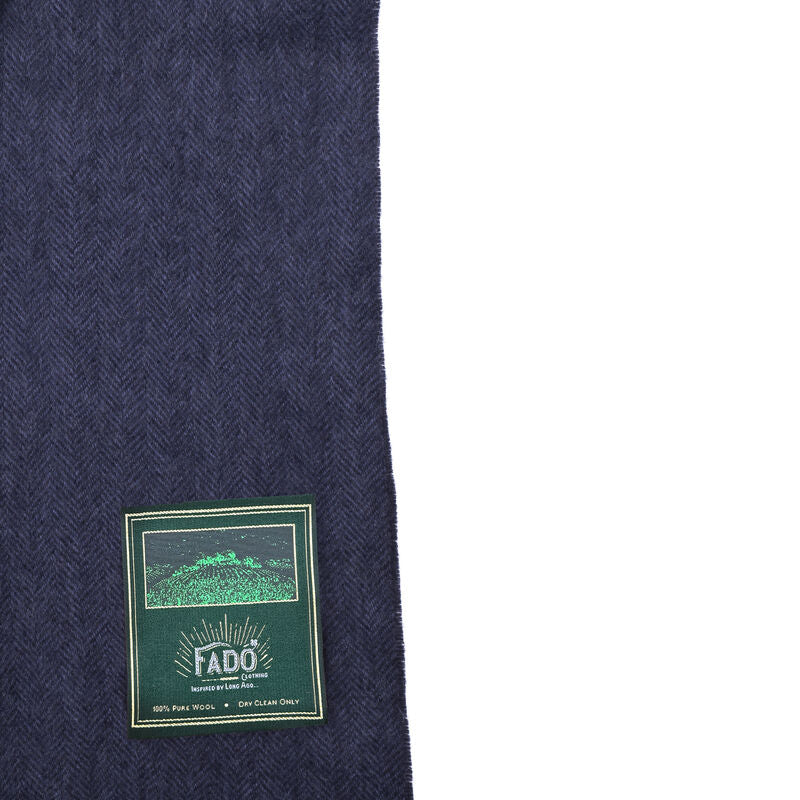 Brushed Woollen Tartan Scarf Navy - Image 2