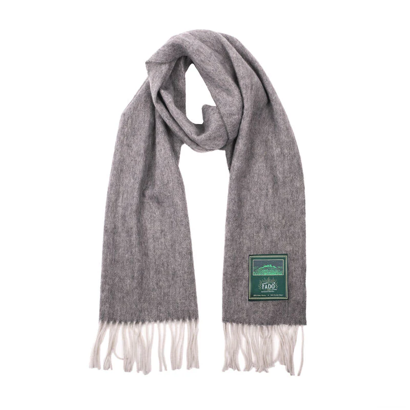 Brushed Woollen Tartan Scarf Silver Grey
