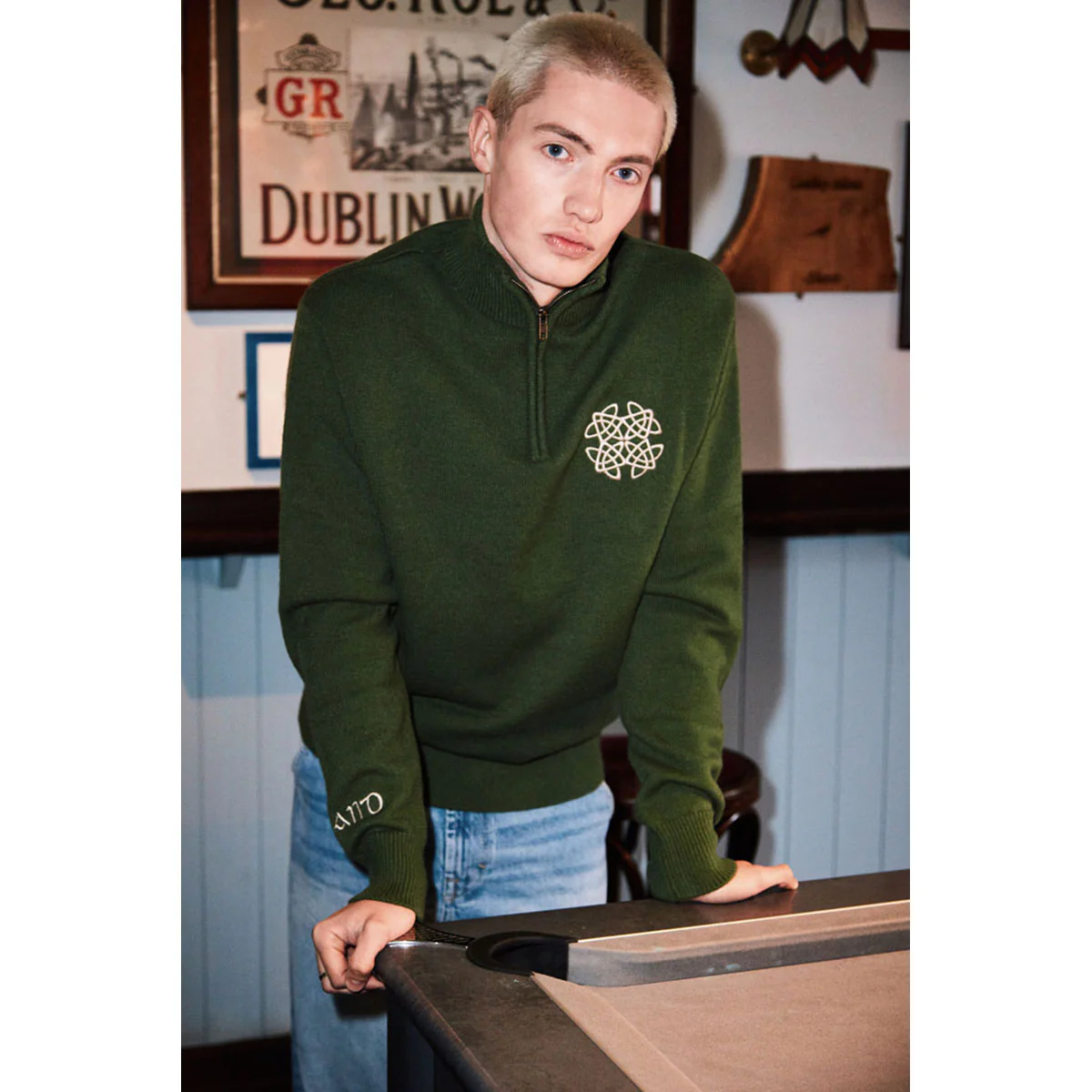 Celtic Knot Sage 1/4 Zip Jumper - Image 4