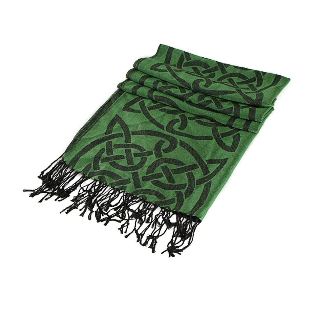 Celtic Knotwork Pashmina Scarf Dark Green - Image 4
