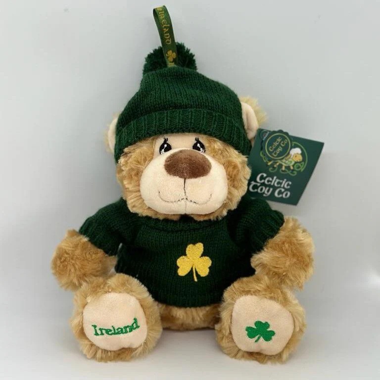 Celtic Toy Co. Green Shamrock Jumper & Hat Teddy Bear
