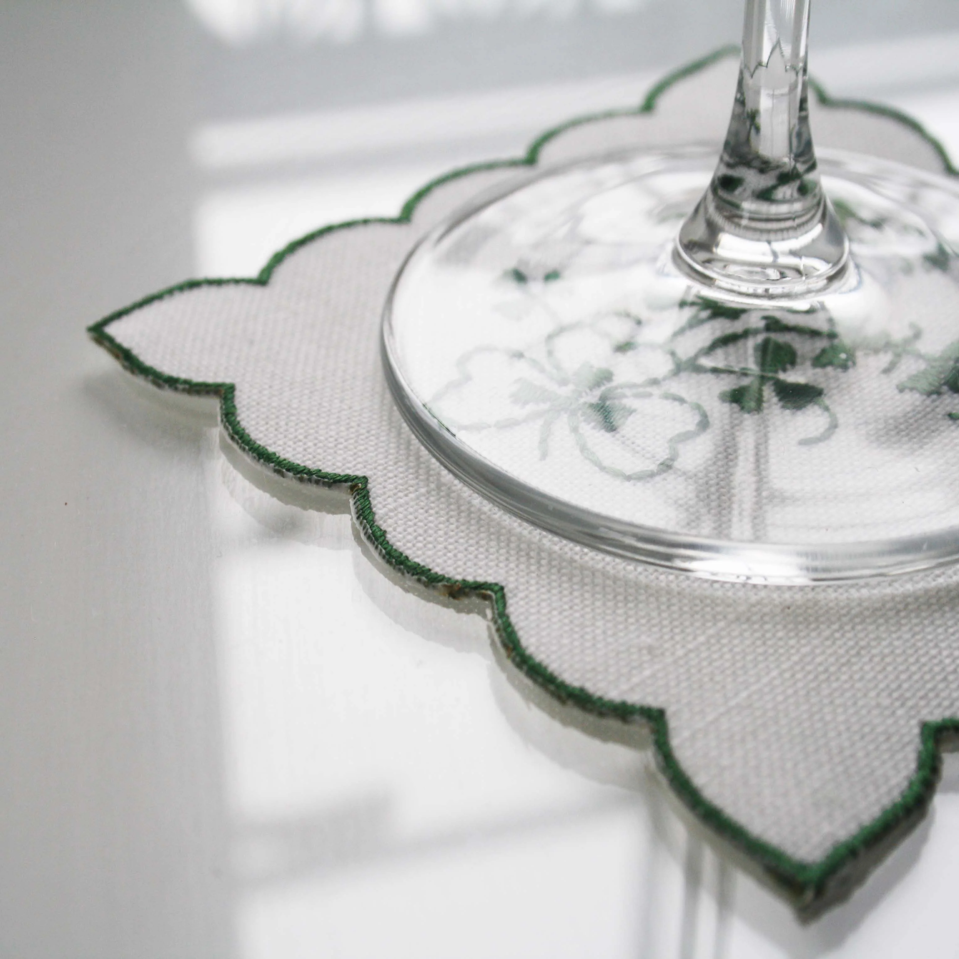 Celtic Weavers Kinsale Shamrock Embroidered 4” Square Mats 4-pack - Image 5