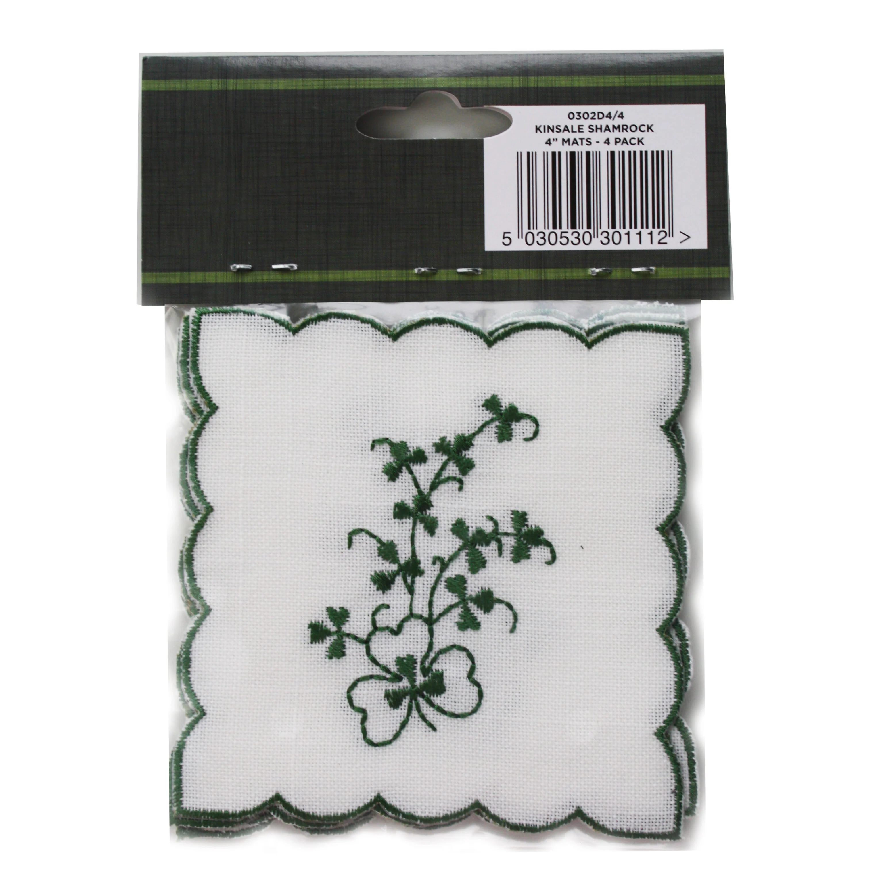 Celtic Weavers Kinsale Shamrock Embroidered 4” Square Mats 4-pack - Image 6