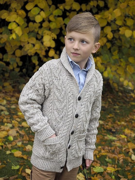 Childrens Merino Wool Oatmeal Cardigan - Image 3