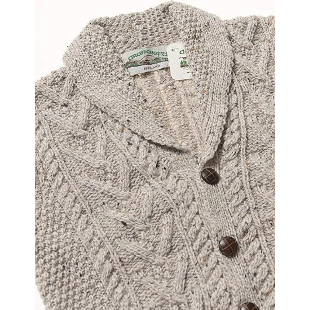 Childrens Merino Wool Oatmeal Cardigan - Image 4