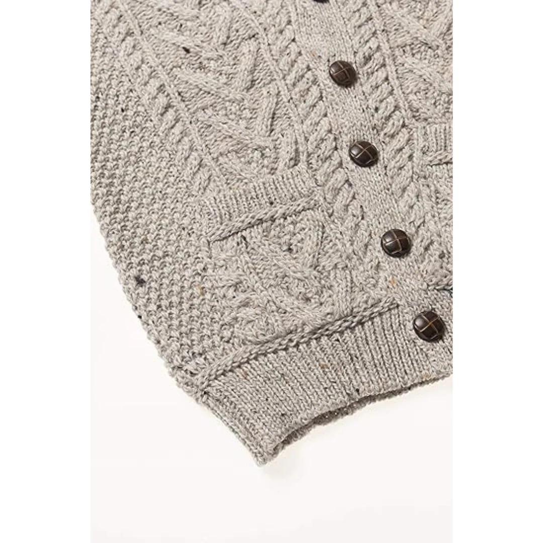 Childrens Merino Wool Oatmeal Cardigan - Image 5