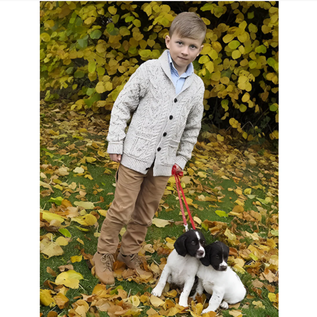 Childrens Merino Wool Oatmeal Cardigan - Image 6
