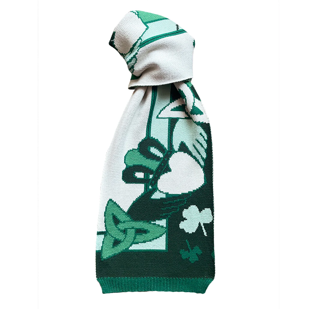 Claddagh Green and Cream Knit Scarf - Image 6