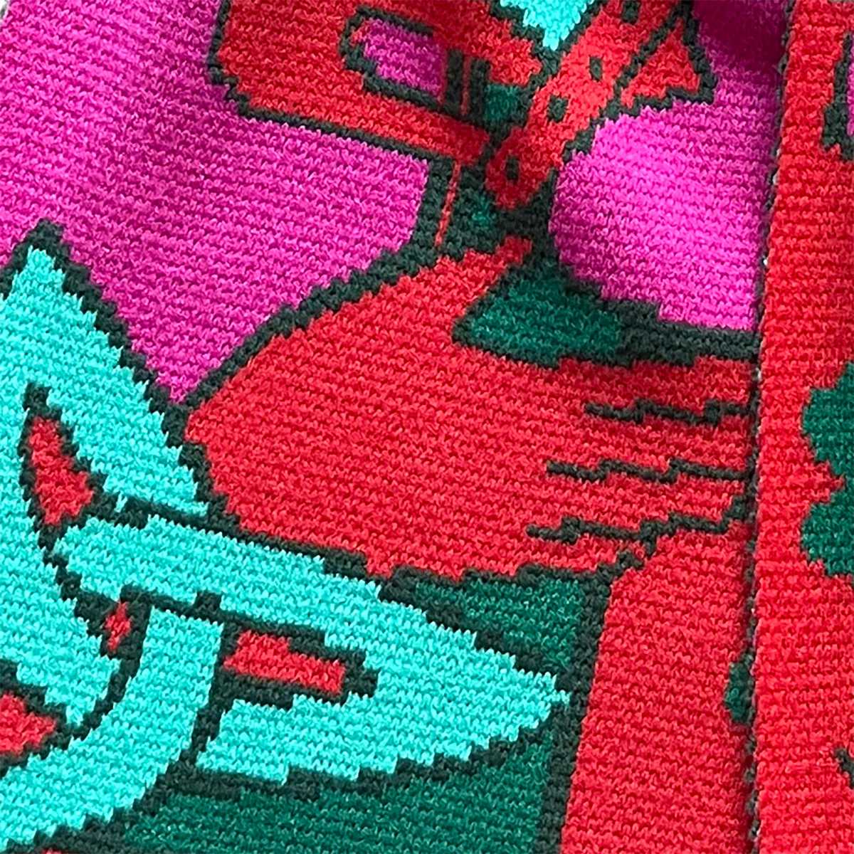 Claddagh Pink Green and Red Knit Scarf - Image 4