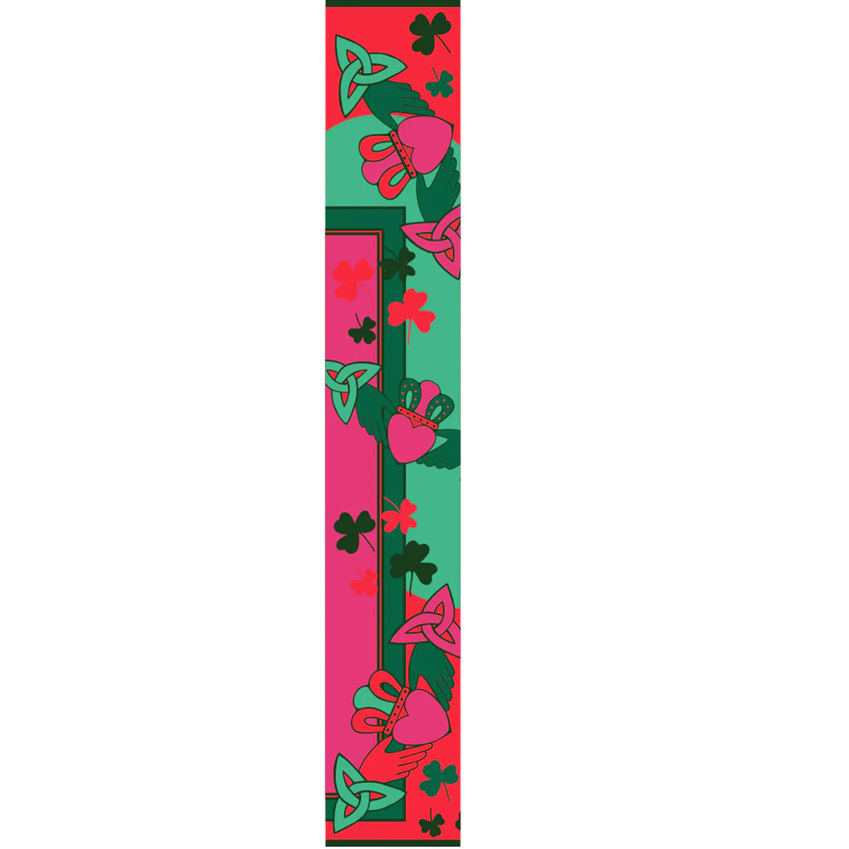 Claddagh Pink Green and Red Knit Scarf - Image 5