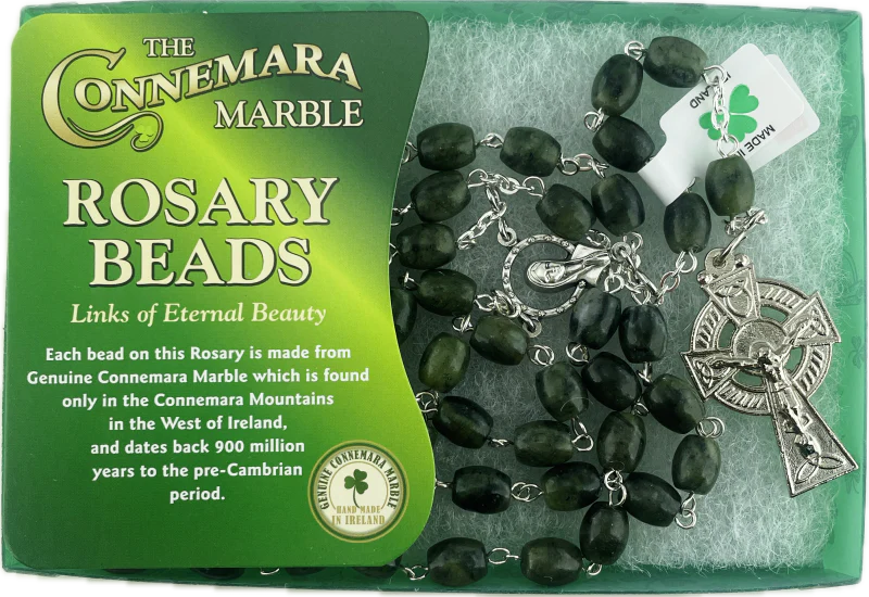 Connemara Marble Oval Beads Full Rosary - Image 3