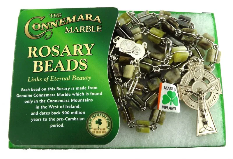 Connemara Marble Square Beads Full Rosary - Image 3