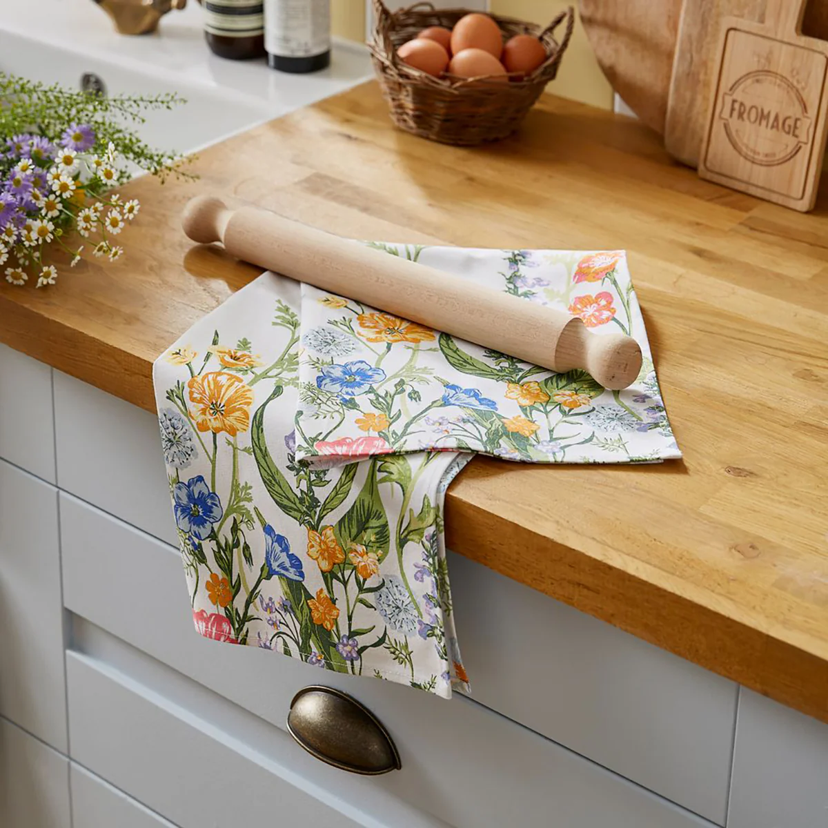 Cottage Garden Cotton Tea Towel - Image 2