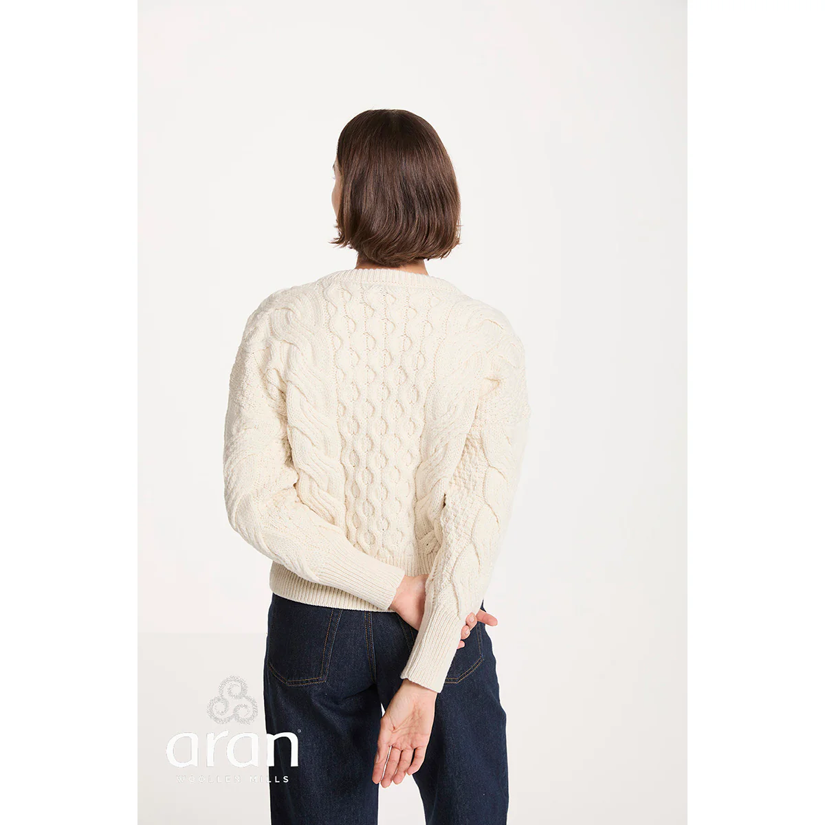 Crop Beige Cable Jumper - Image 4