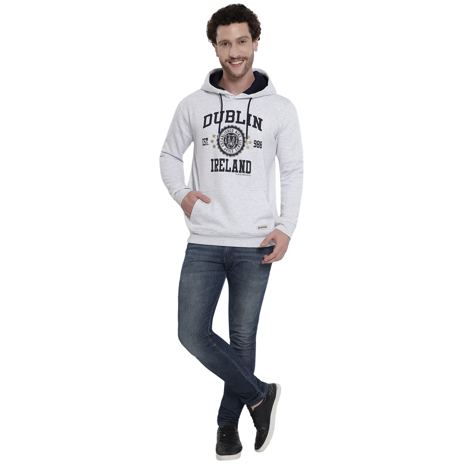 Dublin Stamp Stars Ash Grey Unisex Hoodie - Image 2