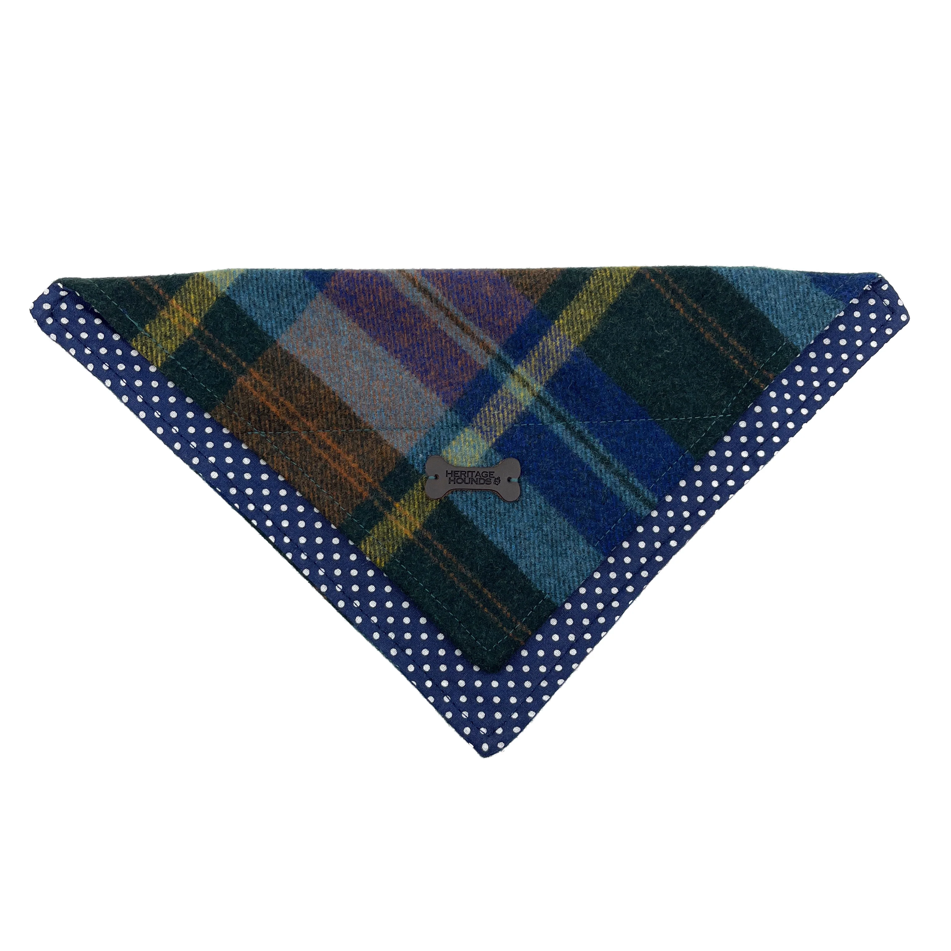 Fado Tweed Blue Check Dog Bandana - Image 2