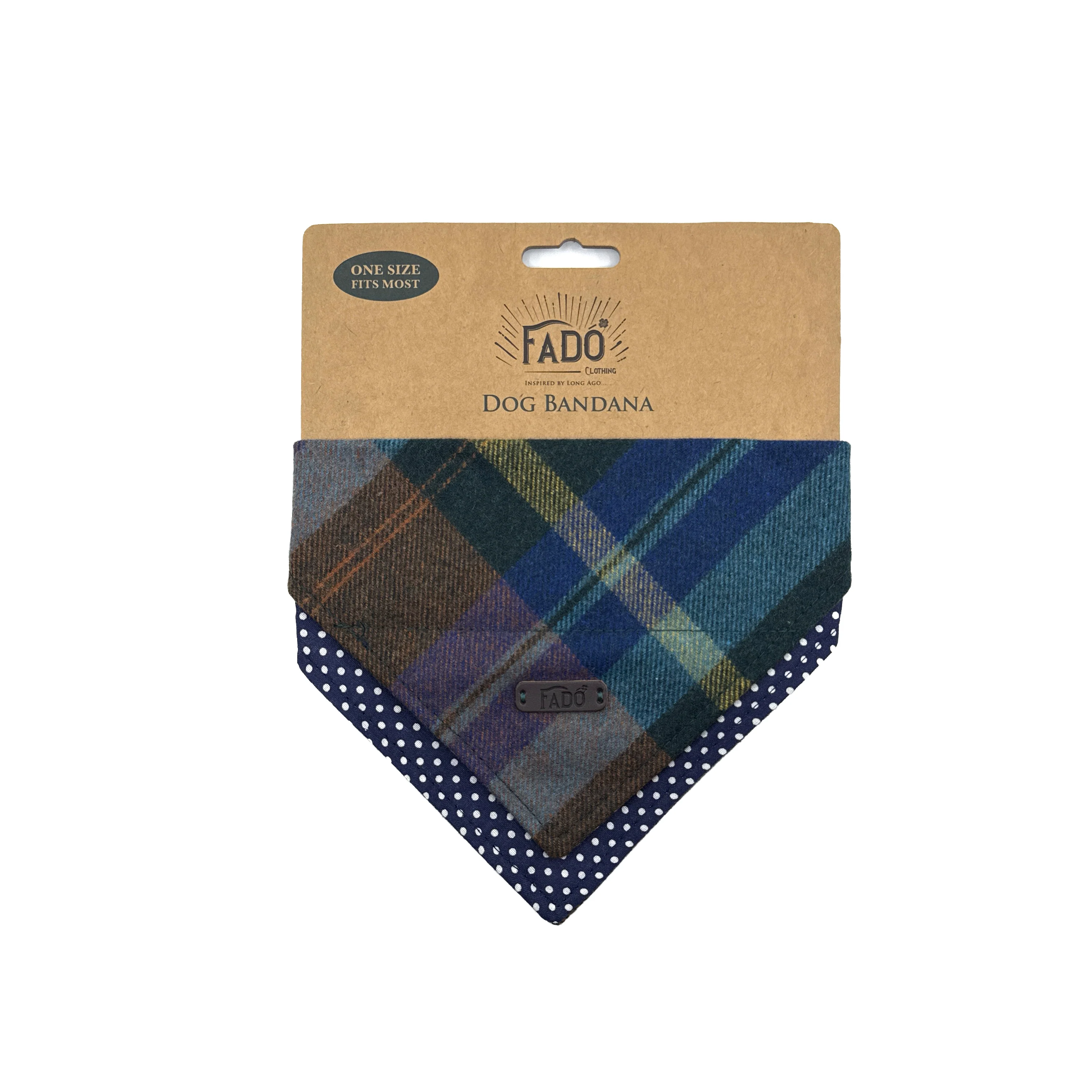 Fado Tweed Blue Check Dog Bandana - Image 3