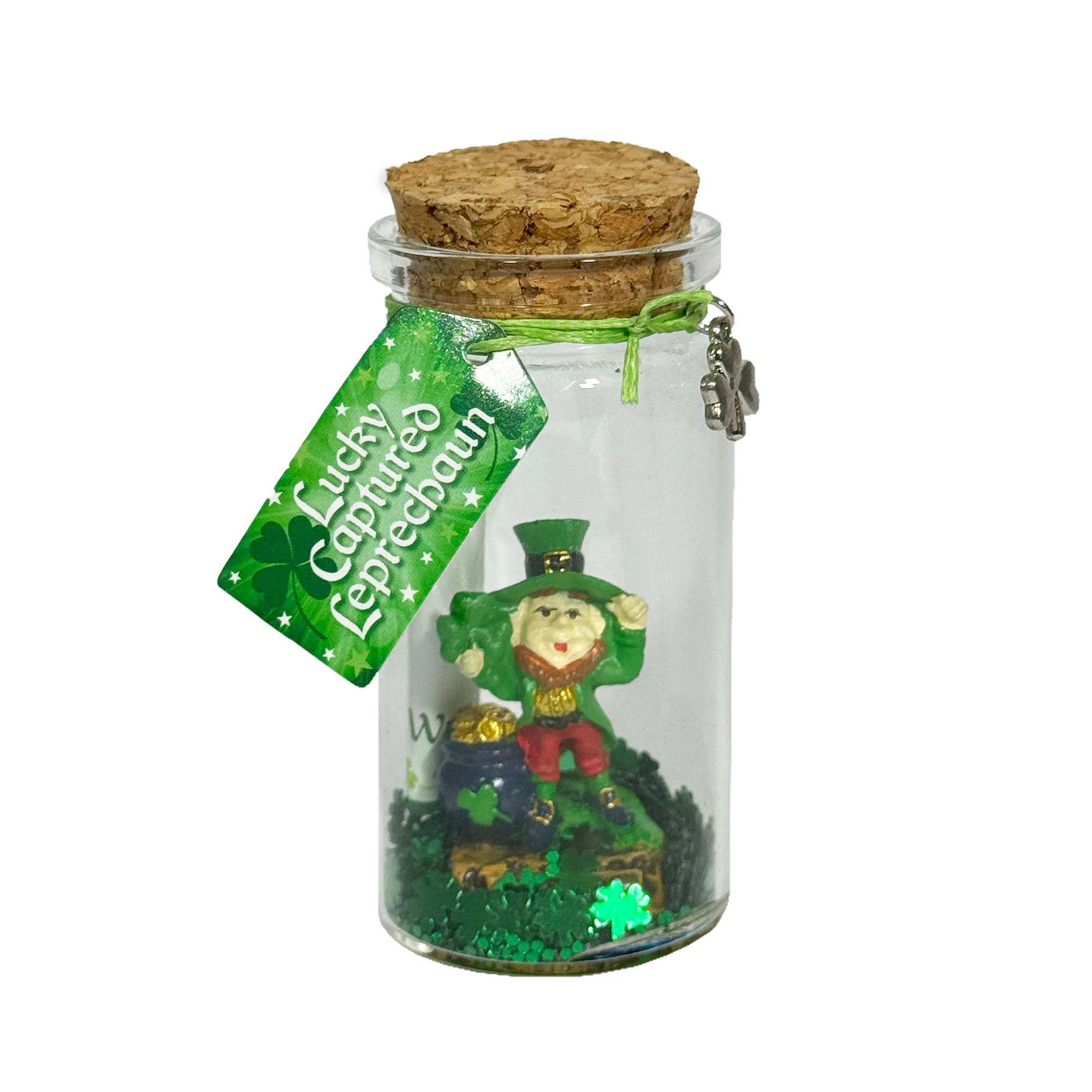 Four Leaf Clover Leprechaun Wishing Jar
