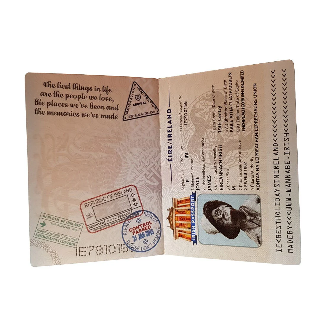 Funny Irish Tourist Passport With Irish Landmarks Phrases & Symbols - Image 2