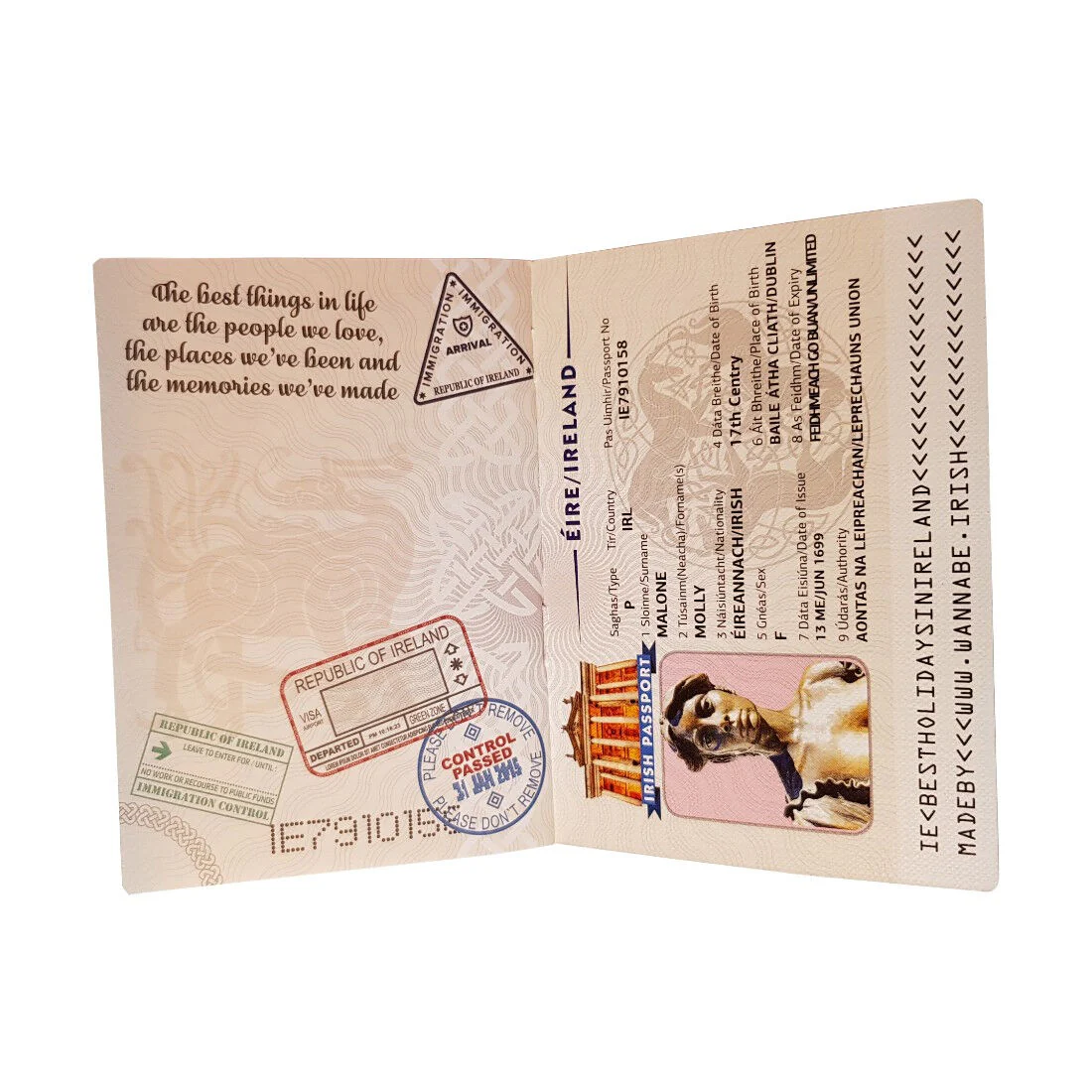 Funny Irish Tourist Passport With Irish Landmarks Phrases & Symbols - Image 3