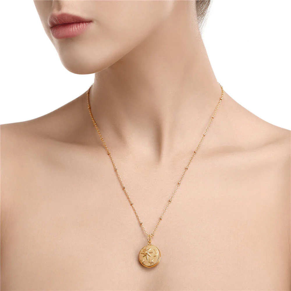 Gold Plated Amy Huberman Newbridge Silverware Locket With Sun Moon & Stars Design - Image 3