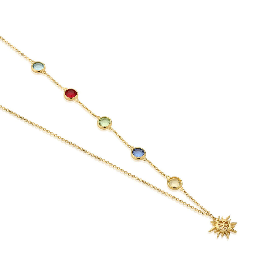 Gold Plated Amy Huberman Newbridge Silverware Necklace With Multi Coloured Stones - Image 3
