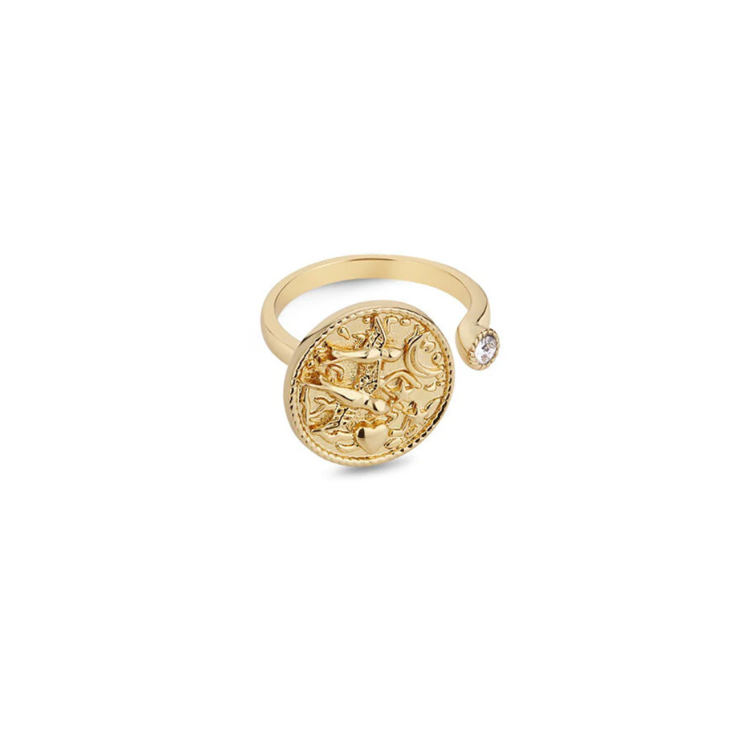 Gold Plated Amy Huberman Newbridge Silverware Ring With Clear Stone - Image 2