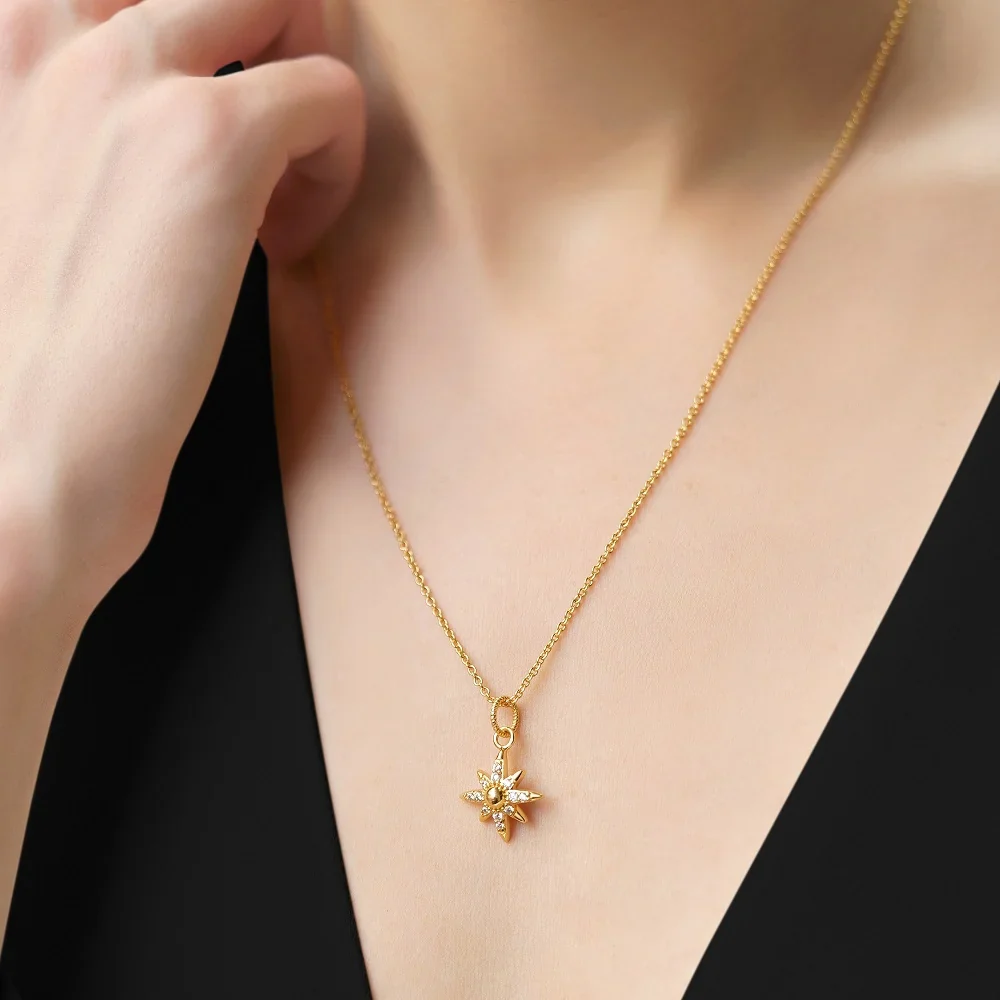 Gold Plated Star Pendant With Clear Stones Pendant - Image 3