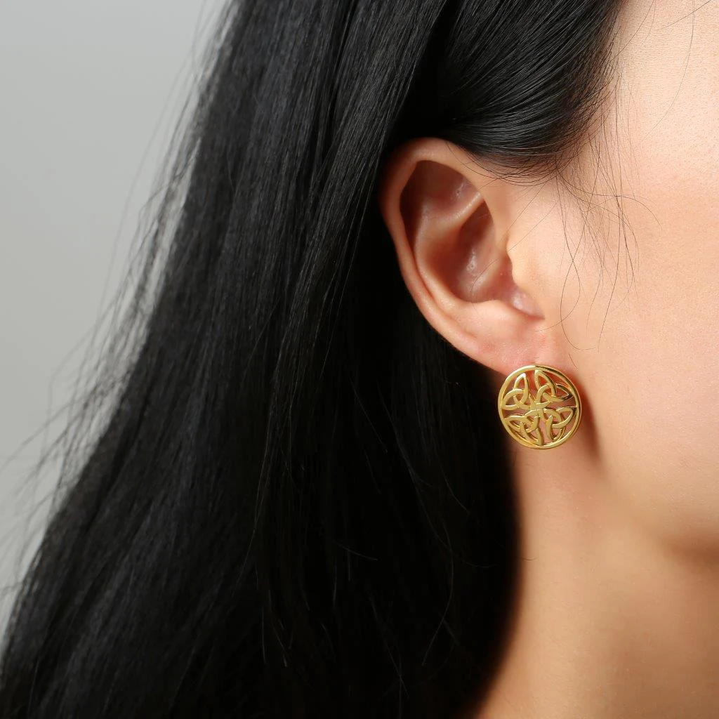 Gold Vermeil 4 Trinity Circle  Earrings - Image 2
