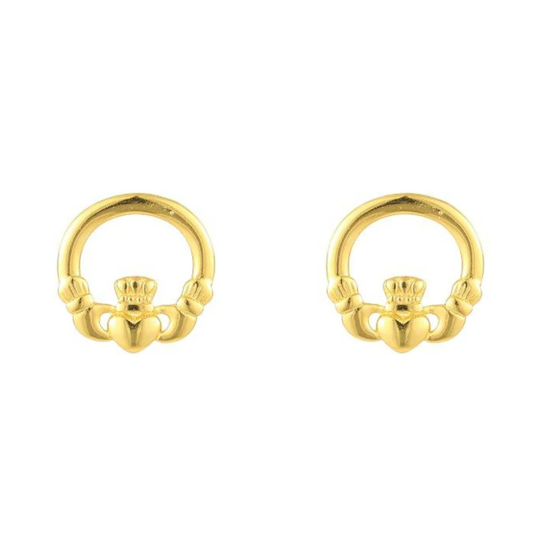 Gold Vermeil Claddagh Earrings