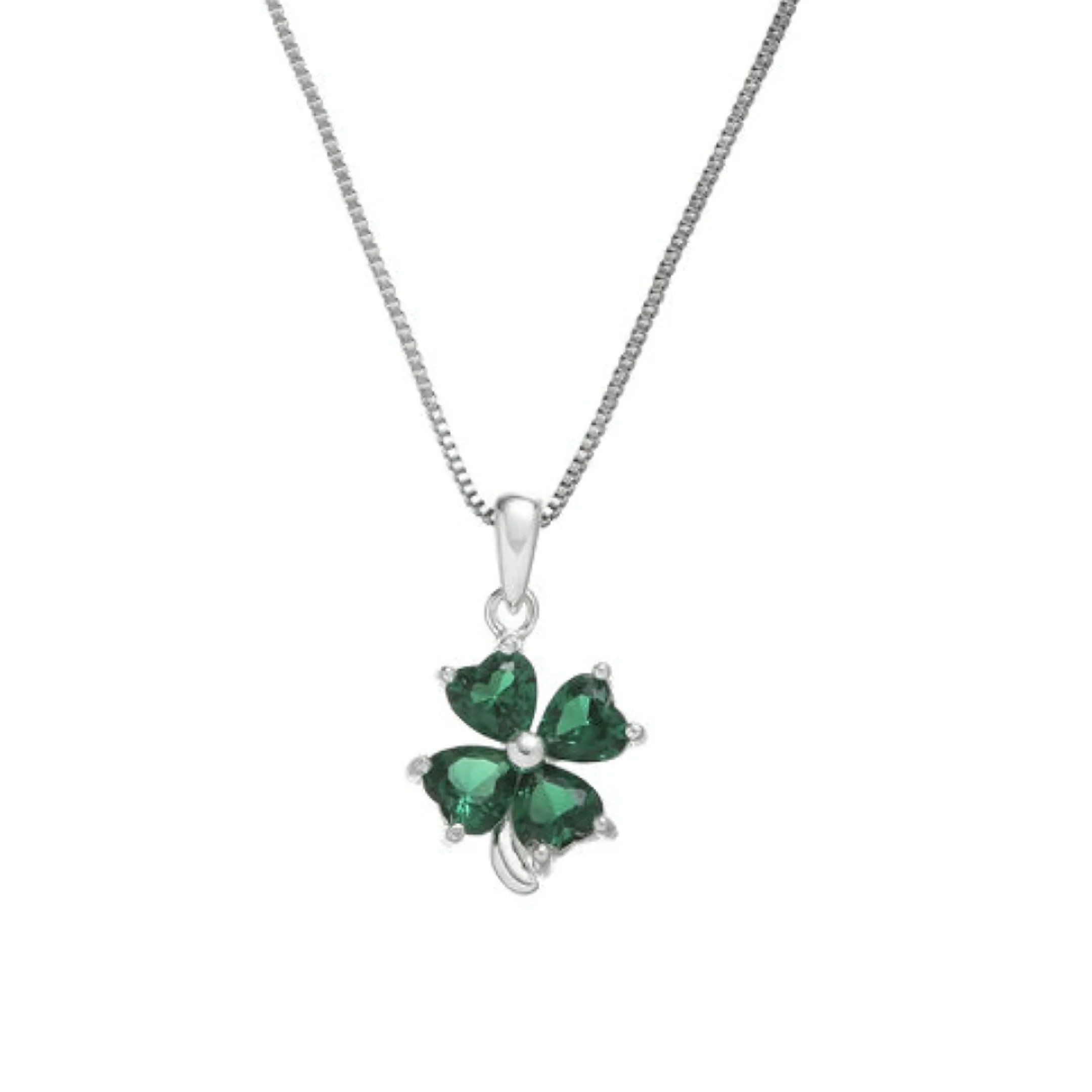 Grá Collection Green Stone Clover Necklace Sterling Silver - Image 3