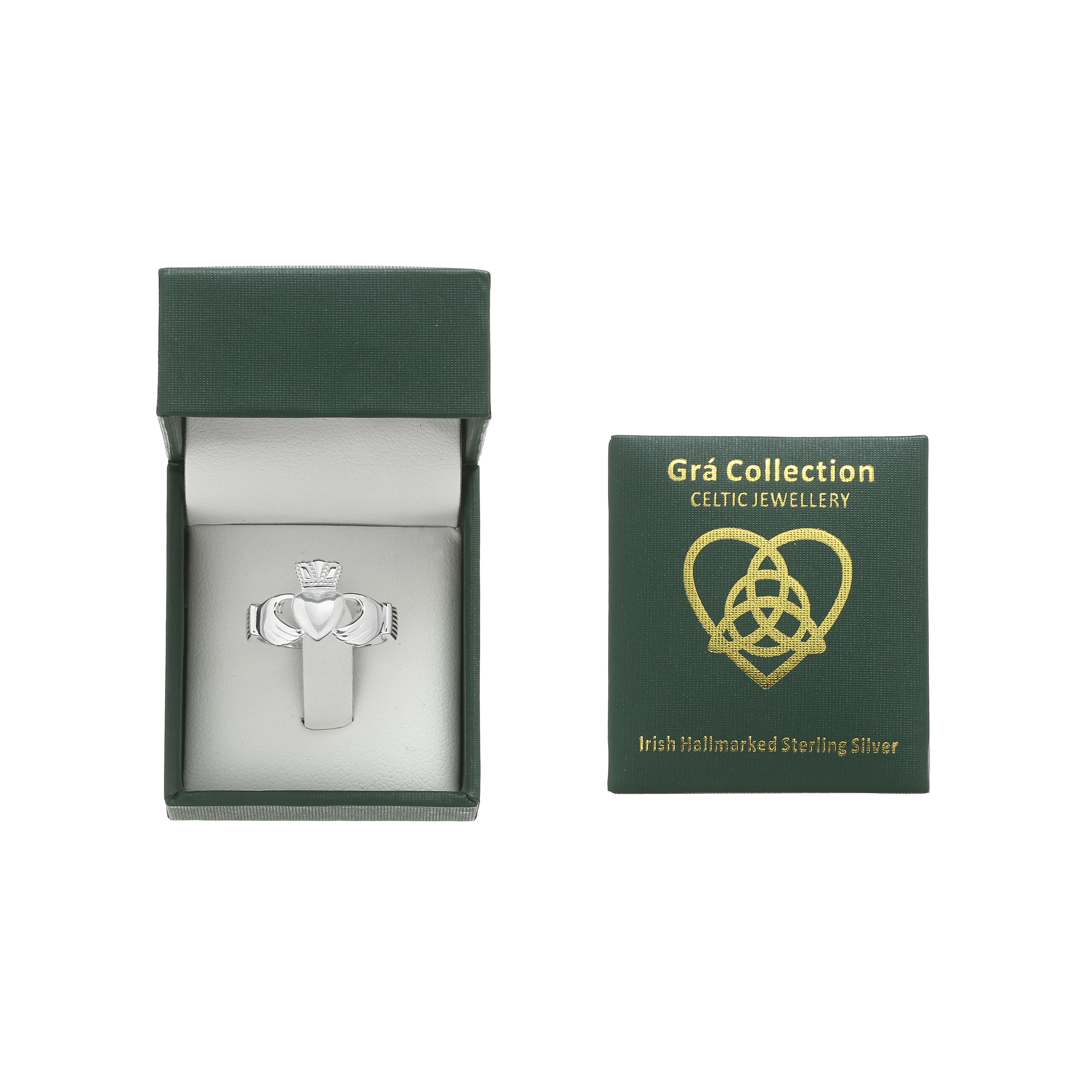 Grá Collection Plain Claddagh Mens Ring Sterling Silver - Image 3