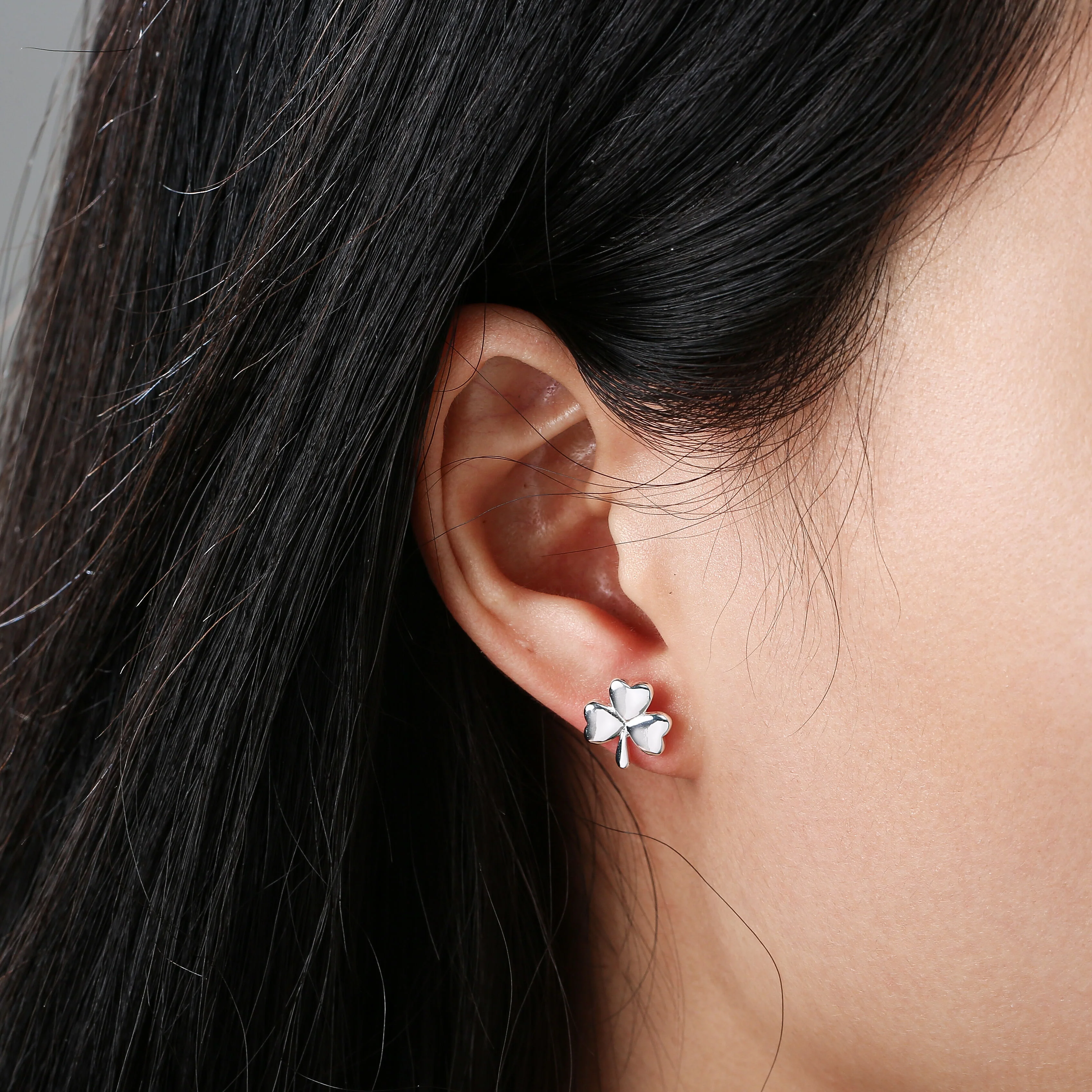 Grá Collection Plain Shamrock Earrings Sterling Silver