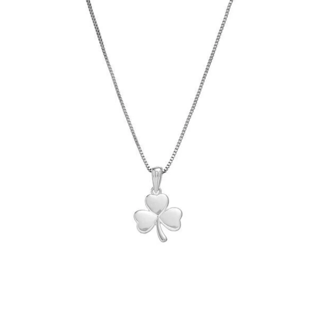 Grá Collection Plain Shamrock Necklace Sterling Silver