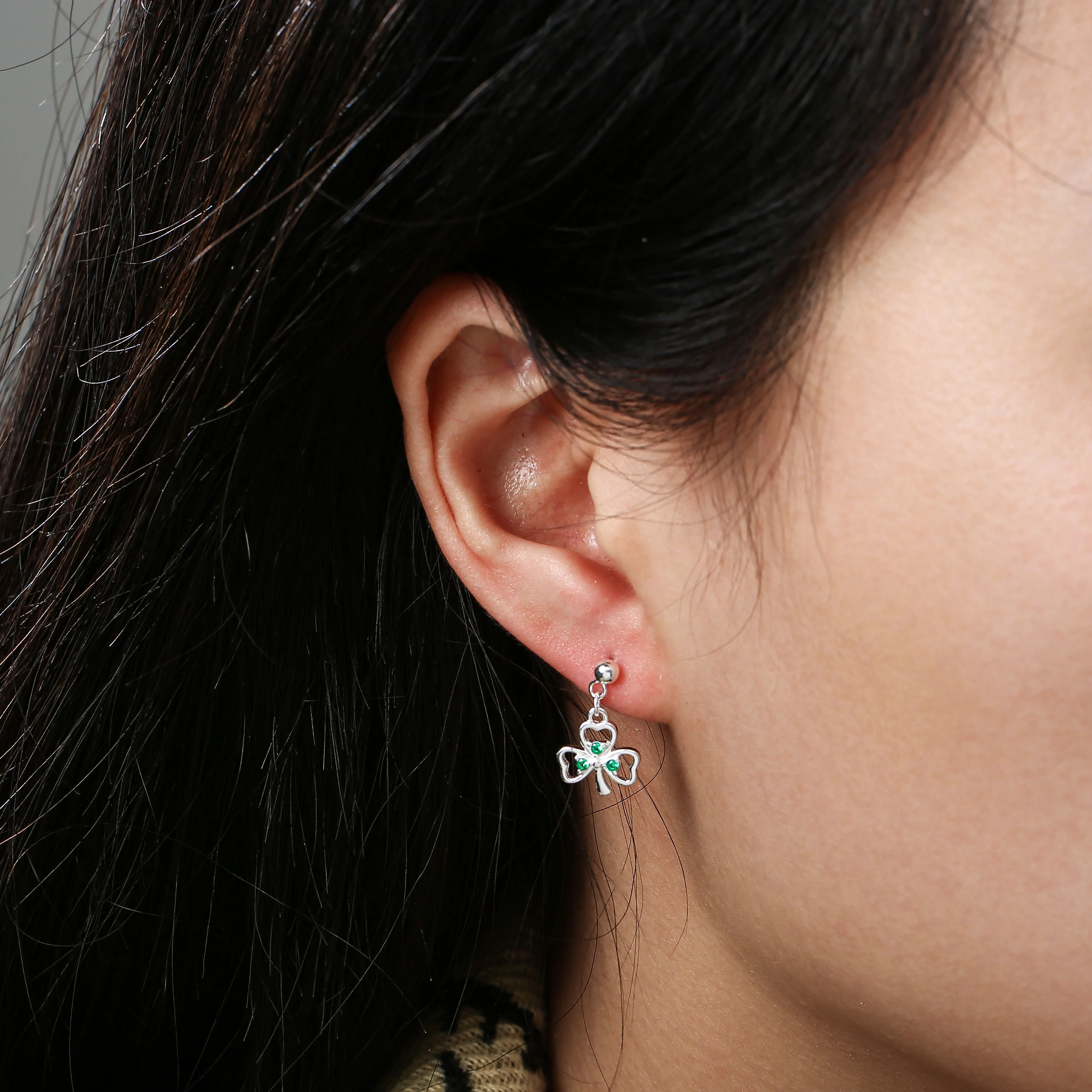 Grá Collection Shamrock Green Earrings Sterling Silver