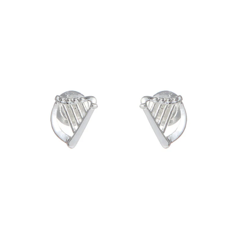 Grá Collection Silver Plated Celtic Harp Earrings - Image 2