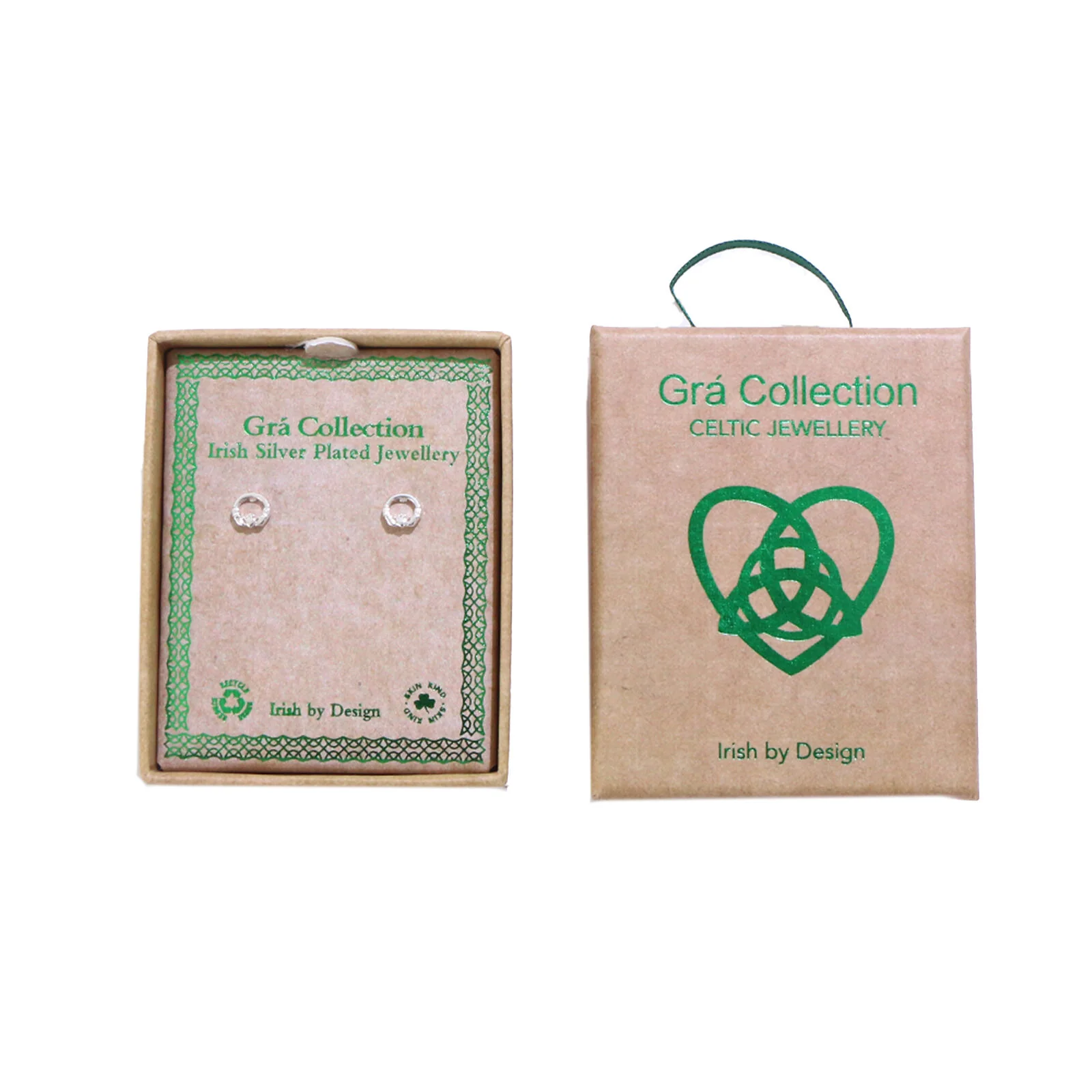 Grá Collection Silver Plated Claddagh Earrings - Image 3