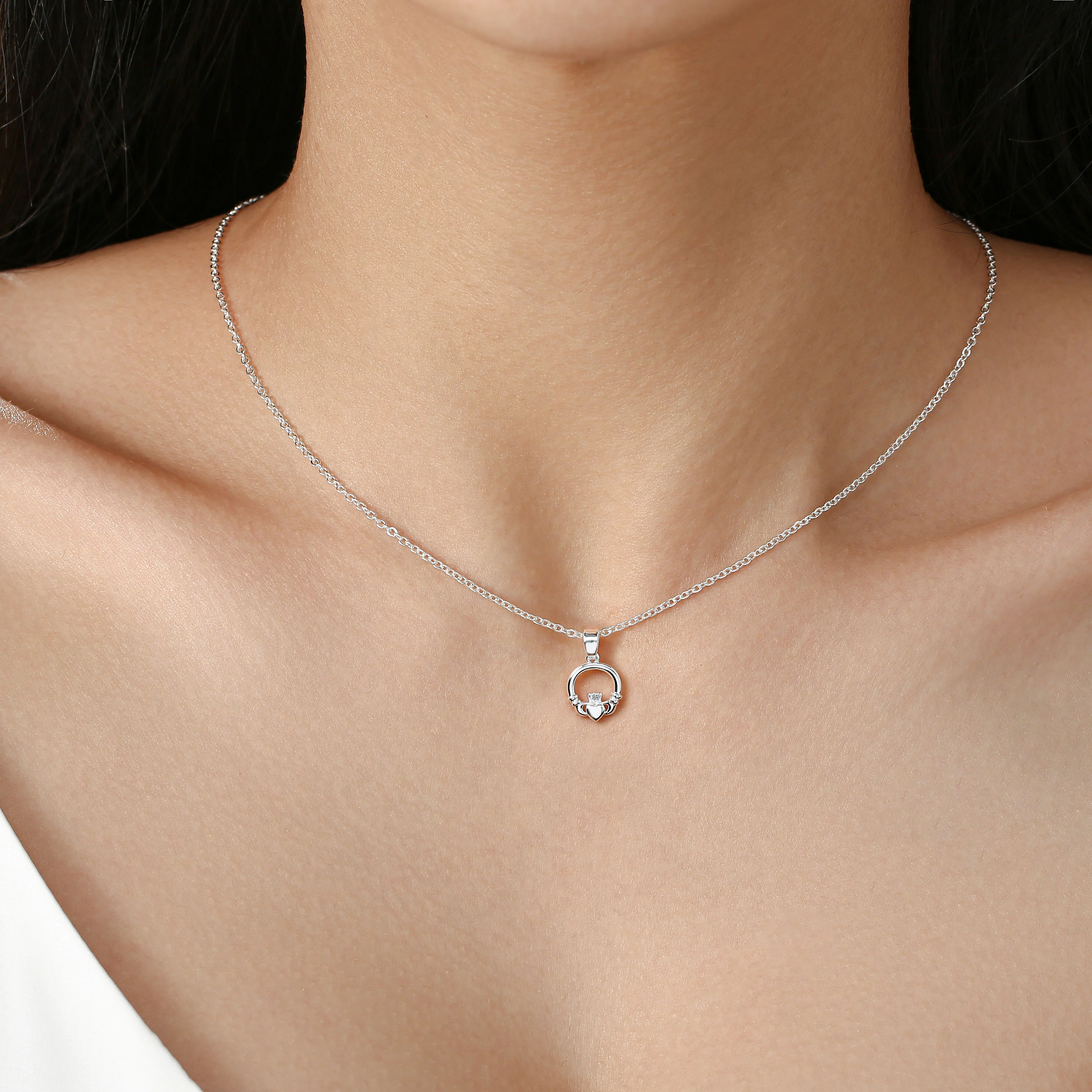 Grá Collection Silver Plated Claddagh Necklace - Image 2