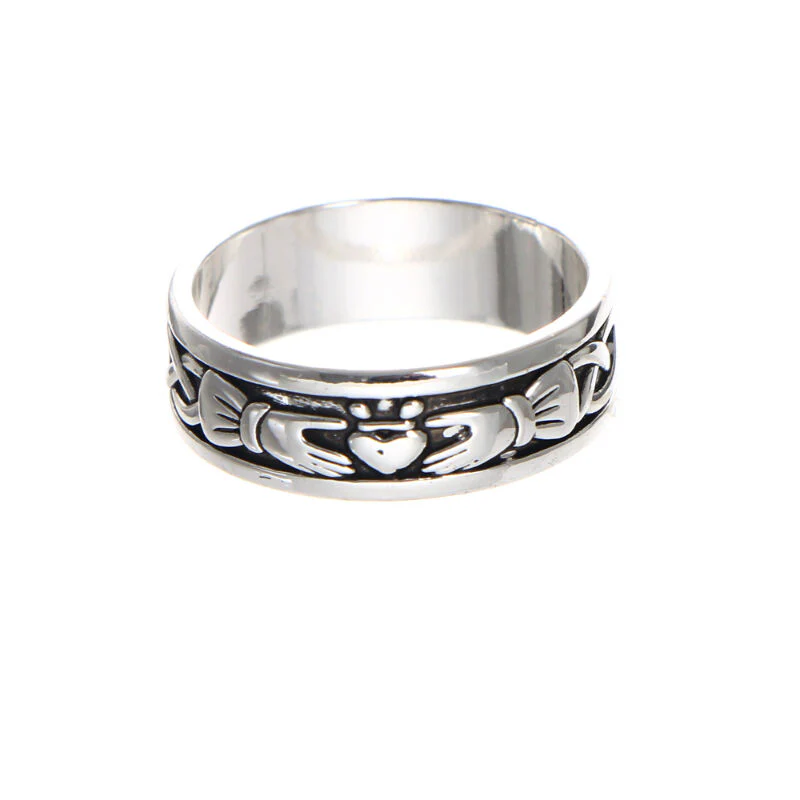 Grá Collection Silver Plated Men's Knot & Claddagh Ring
