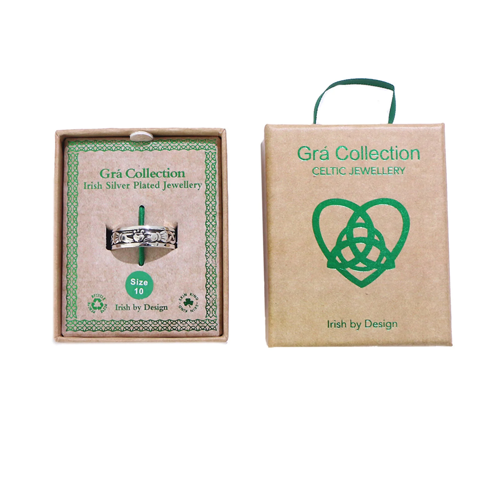 Grá Collection Silver Plated Men's Knot & Claddagh Ring - Image 2