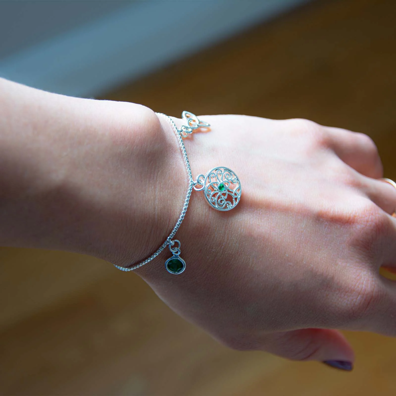Grá Collection Silver Plated Trinity Drawstring Bracelet - Image 2