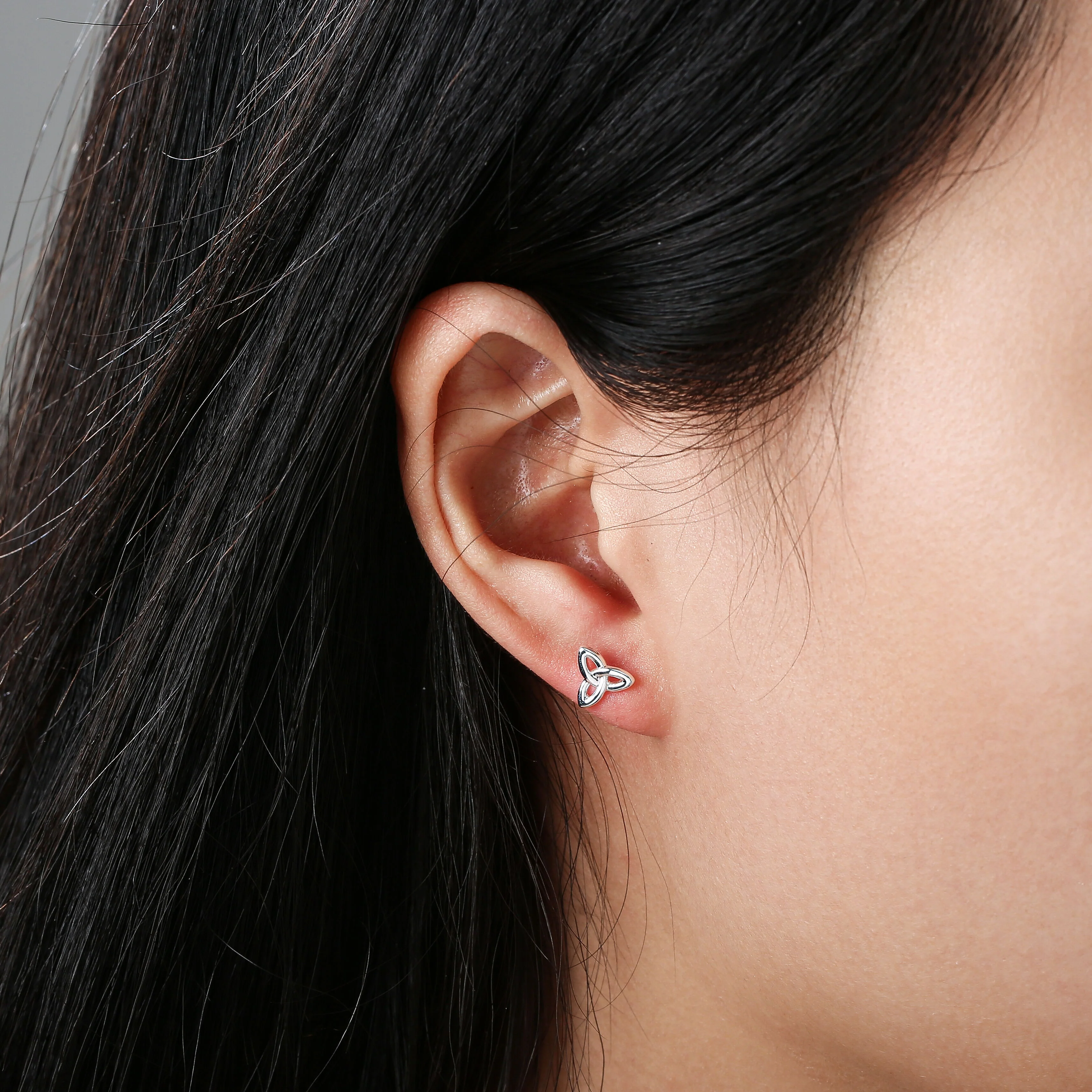 Grá Collection Silver Plated Trinity Knot Stud Earrings