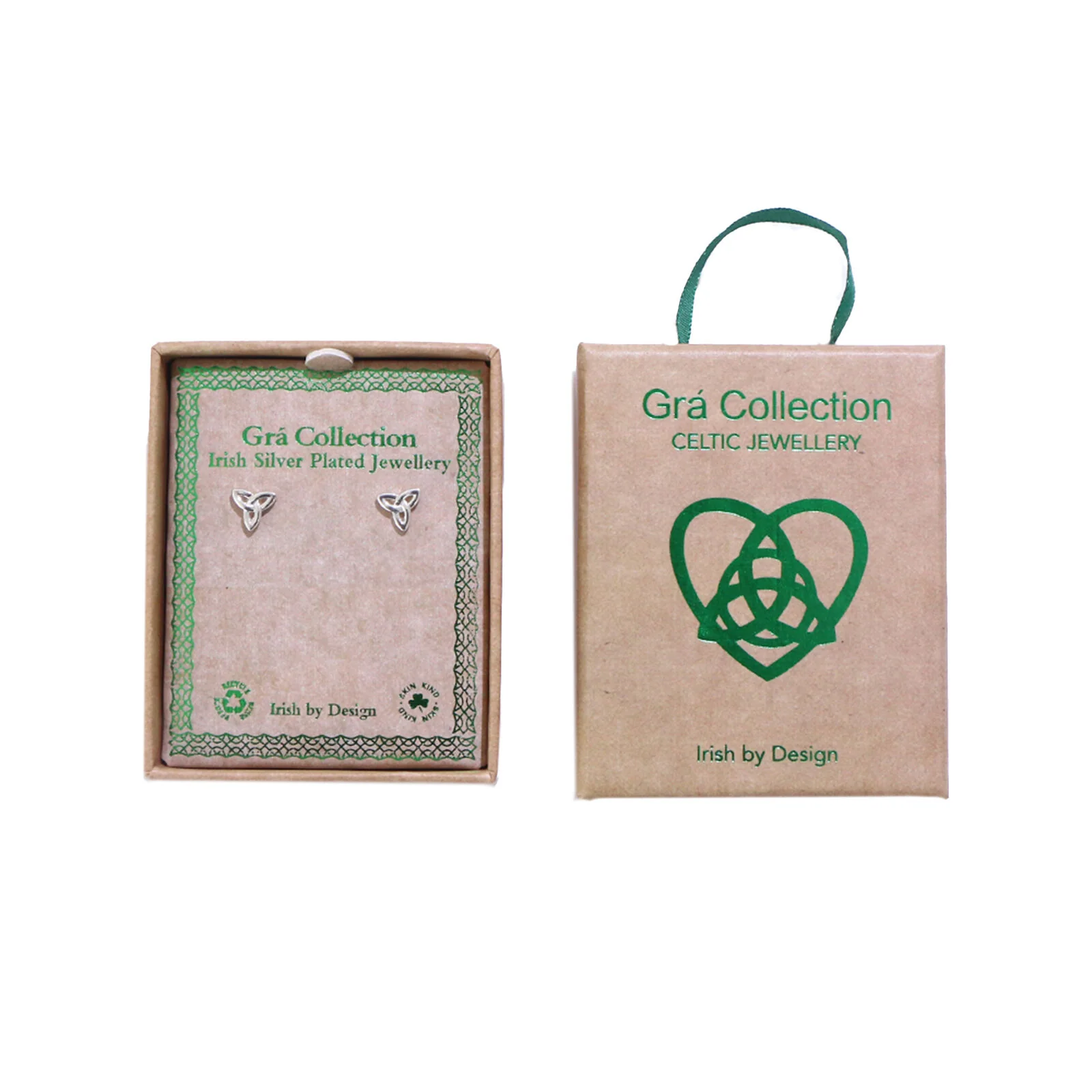 Grá Collection Silver Plated Trinity Knot Stud Earrings - Image 3